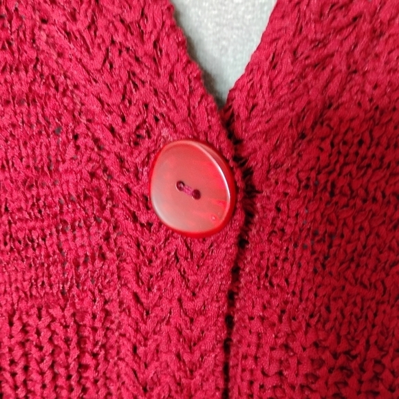 Susan Bristol Ribbon-Knit One-Button Cardigan | Feminine Layering Sweater  l XL - Picture 9 of 9